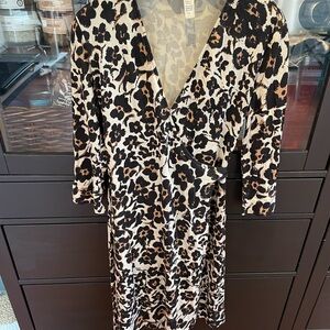 DVF silk wrap dress leopard print floral